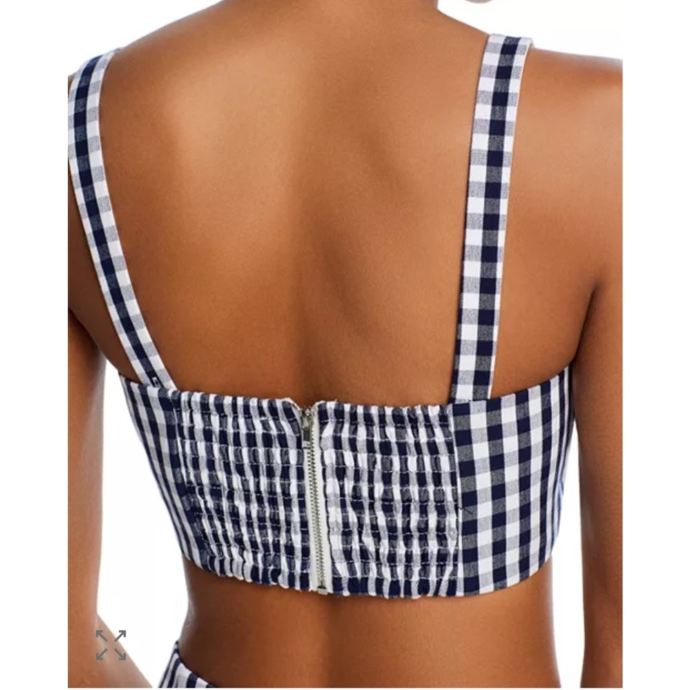WAYF Navy White Gingham‎ Carlotta Crop Top NWT Size L - Picture 2 of 12